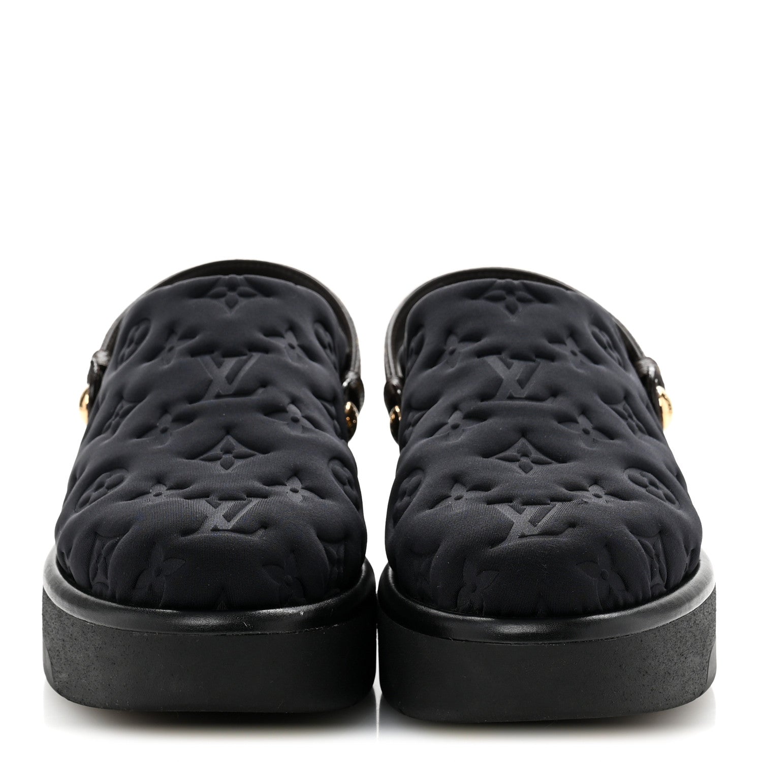 Louis Vuitton Nylon Embossed Monogram Aspen Platform Clog Mules 39.5 Black 3 of 11