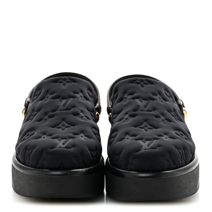 Louis Vuitton Nylon Embossed Monogram Aspen Platform Clog Mules 39.5 Black 3 of 11