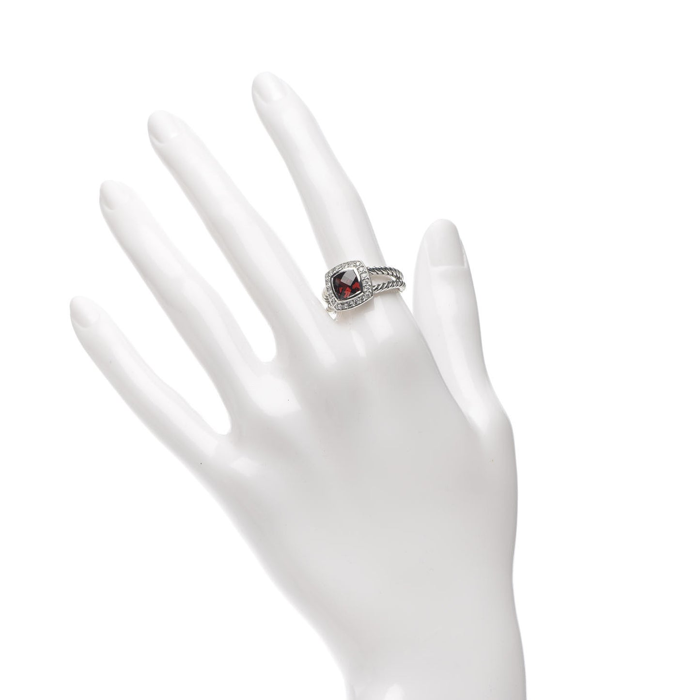 Sterling Silver Diamond Garnet 7mm Petite Albion Ring 53 6.25