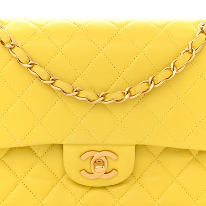 Chanel Lambskin Quilted Medium Double Flap Yellow Pink 8 of 12