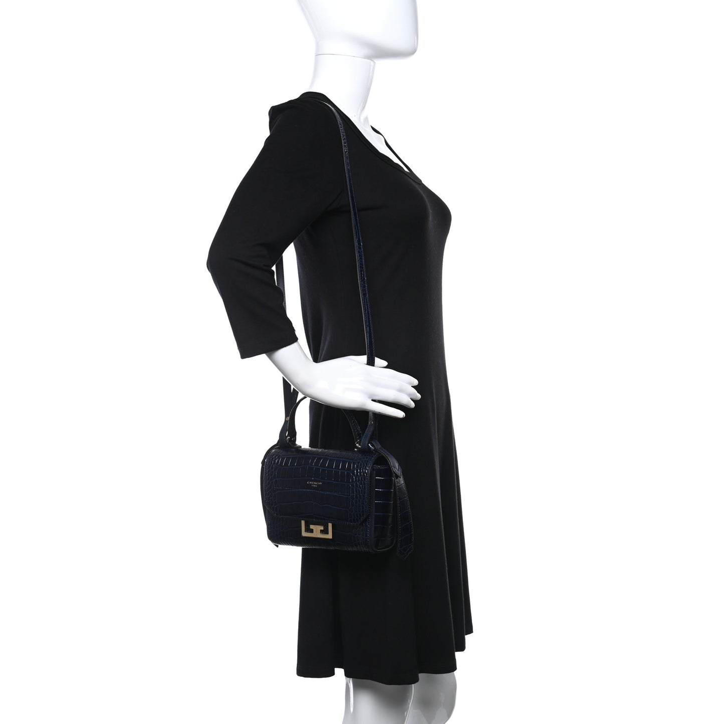 Crocodile Embossed Small ID Flap Navy
