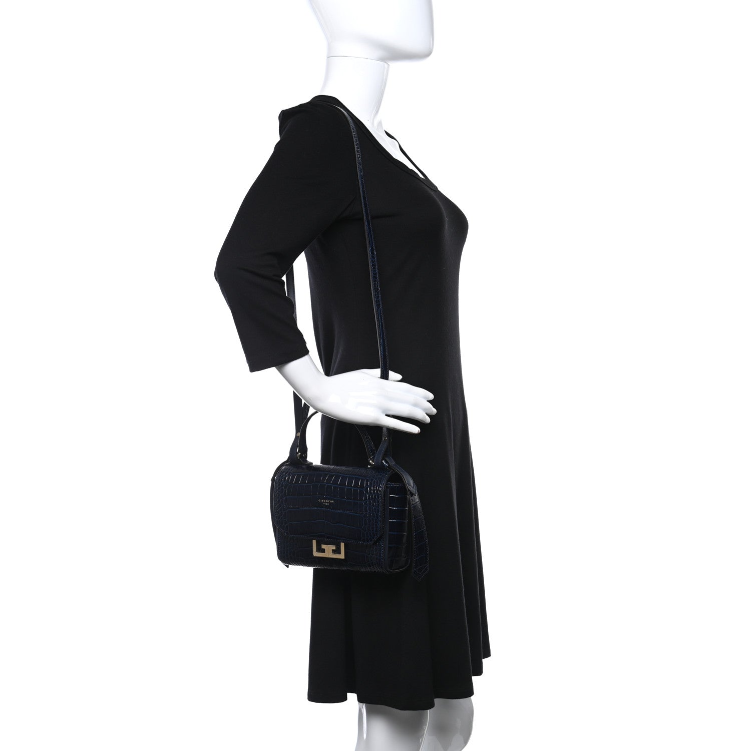 Givenchy Crocodile Embossed Small ID Flap Navy 2 of 8