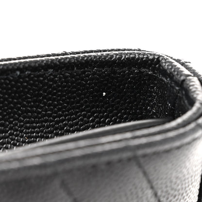 Saint Laurent Grain De Poudre Matelasse Chevron Monogram Chain Wallet Black 12 of 15