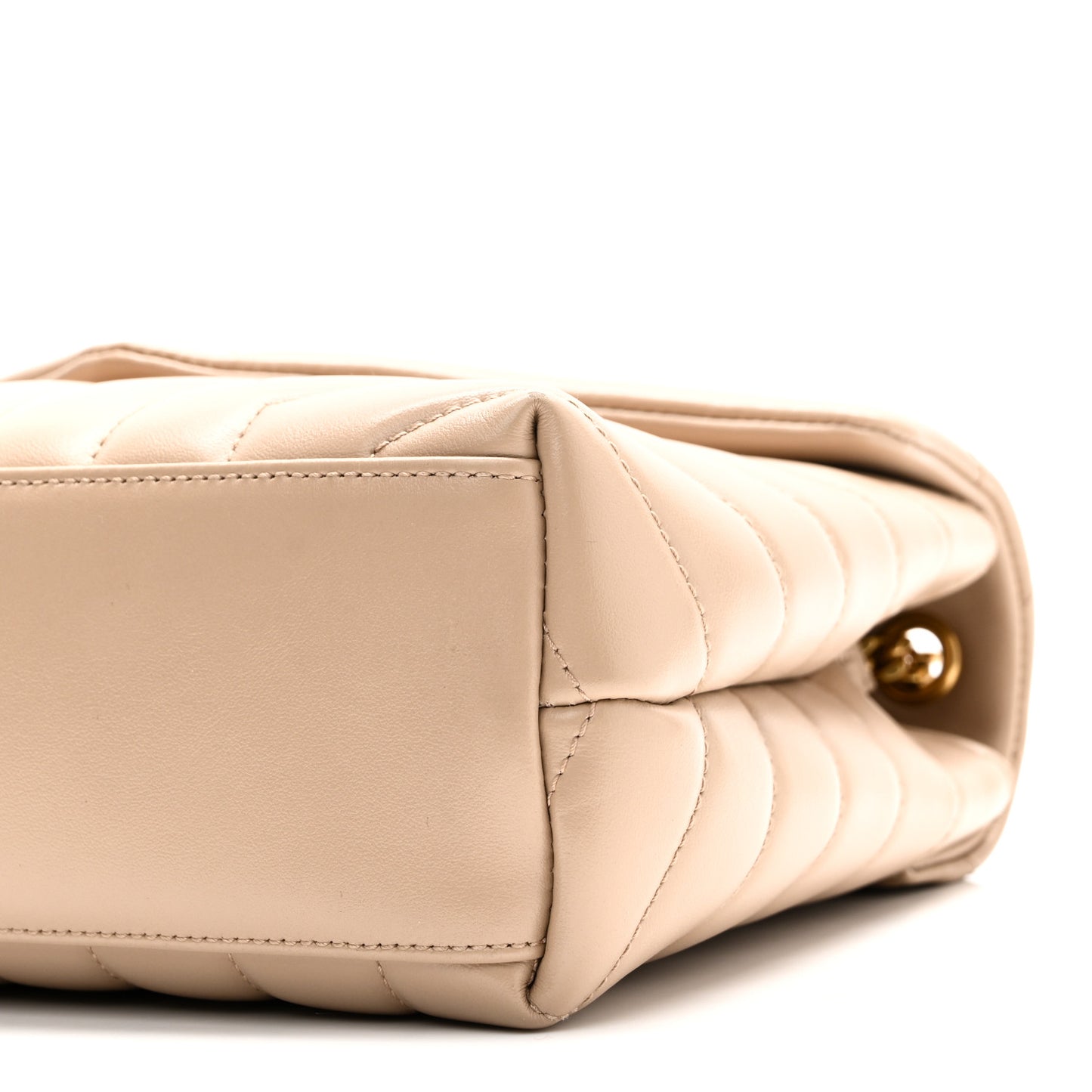 Calfskin Y Quilted Monogram Small Loulou Chain Satchel Dark Beige