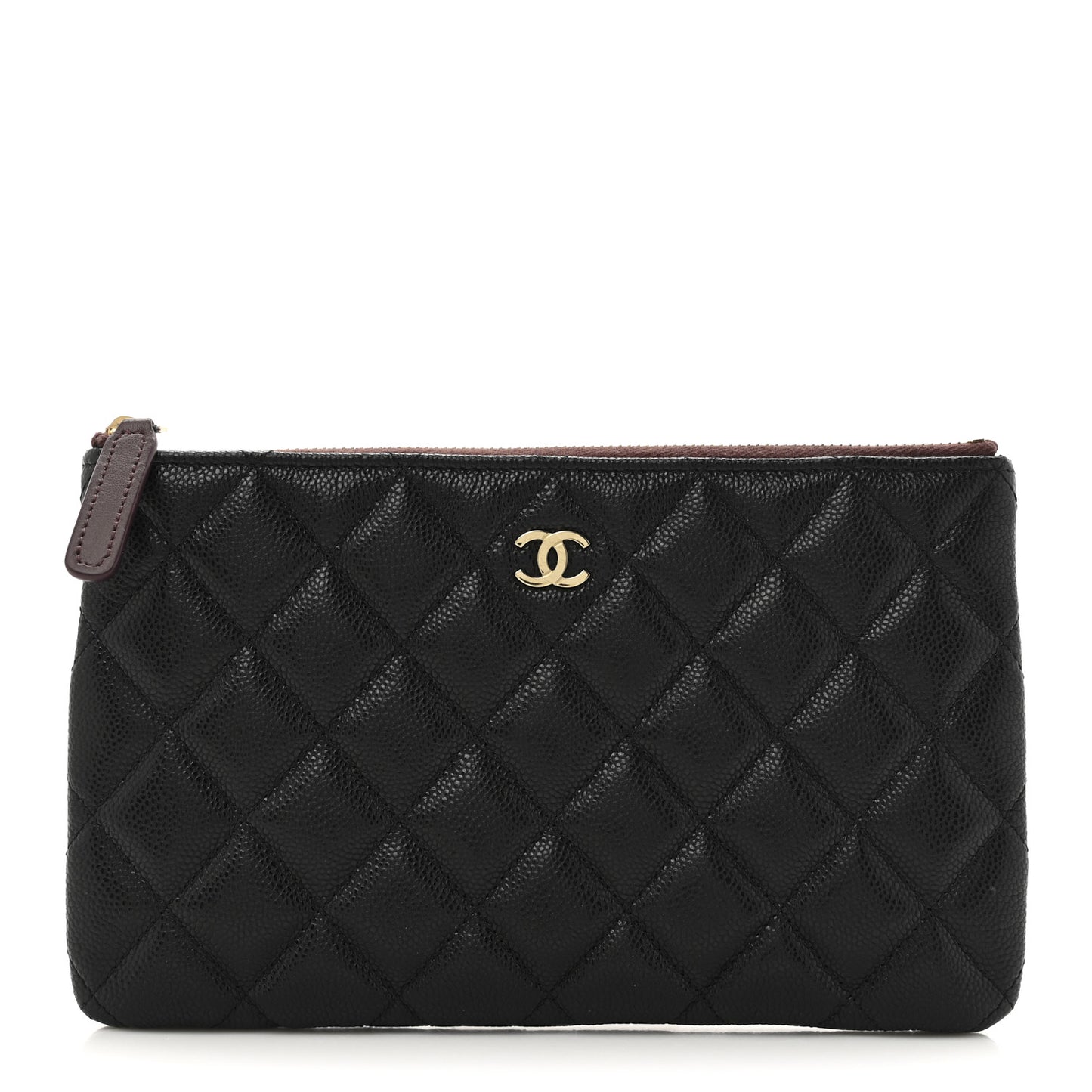 Caviar Quilted Small Zipped Pouch Black
