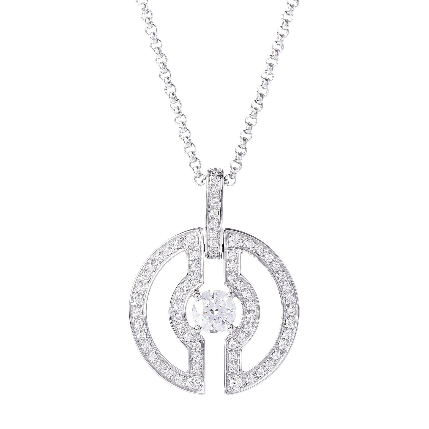 18K White Gold Diamond Parentesi Pendant Necklace