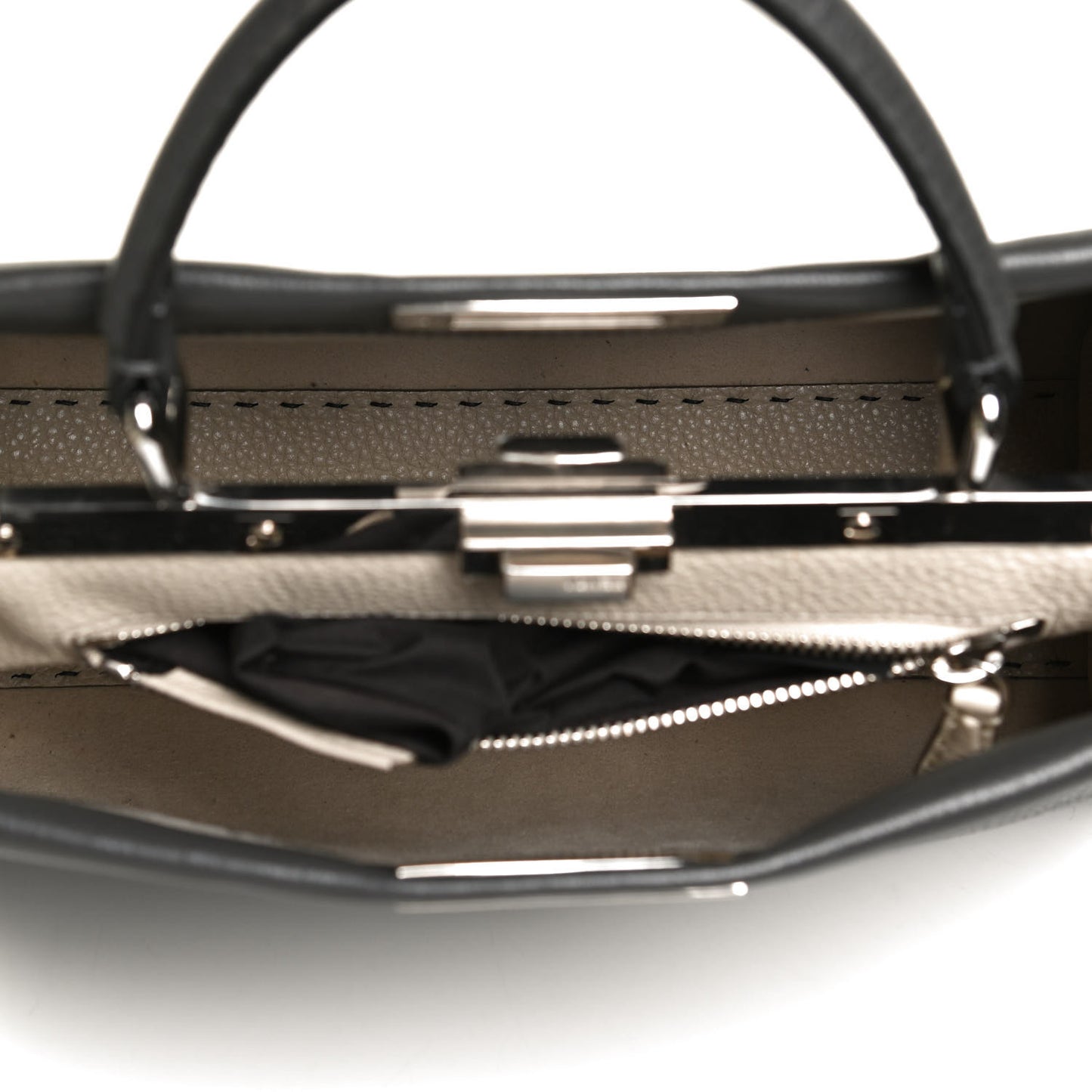 Cuoio Romano Selleria Bi-Color Medium Peekaboo Iconic Satchel Asfalto Latte