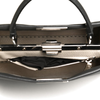 Fendi Cuoio Romano Selleria Bi-Color Medium Peekaboo Iconic Satchel Asfalto Latte 5 of 13