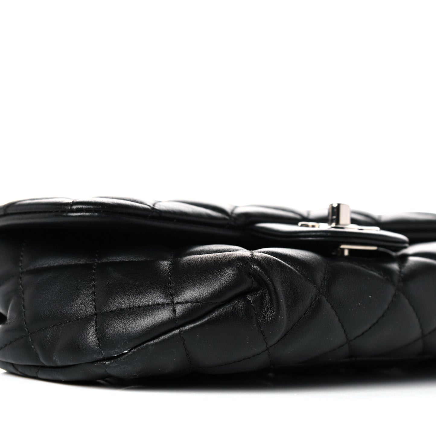 Calfskin Quilted CC Uniform Flap Belt Bag Black