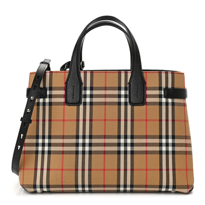 Burberry Goatskin Vintage Check Medium Banner Tote Black 1 of 8