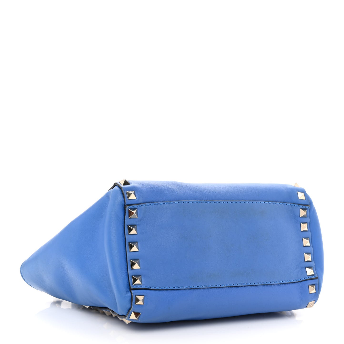 Vitello Mini Rockstud Double Handle Tote Light Sapphire