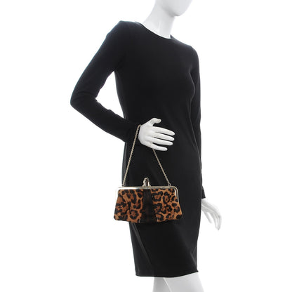 Christian Louboutin Calf Hair Leopard Print Frame Chain Clutch 2 of 8