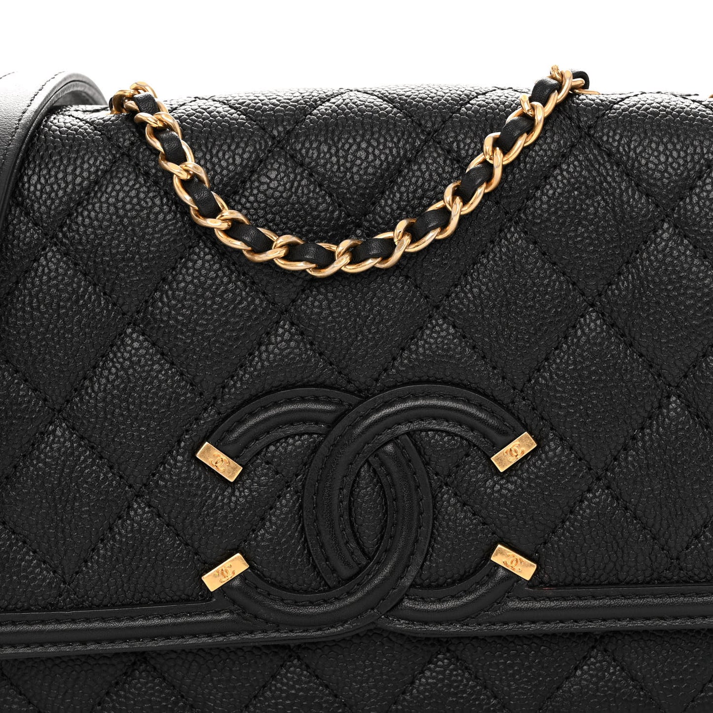 Caviar Quilted Small CC Filigree Flap Black
