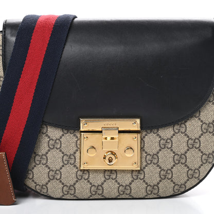 Gucci GG Supreme Monogram Web Medium Padlock Messenger Shoulder Bag Black 8 of 19