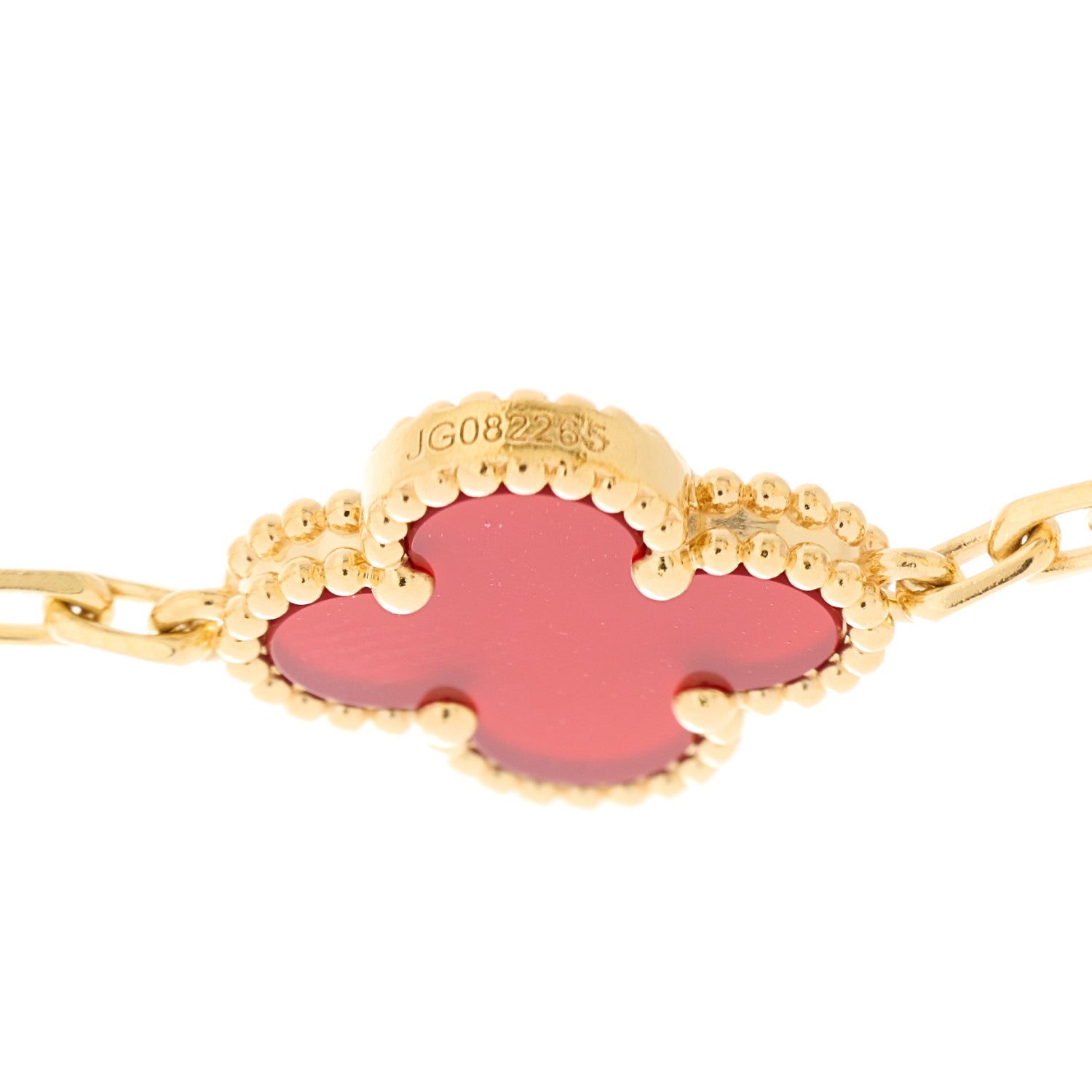 Van Cleef & Arpels 18K Yellow Gold Carnelian 5 Motifs Vintage Alhambra Bracelet 3 of 5