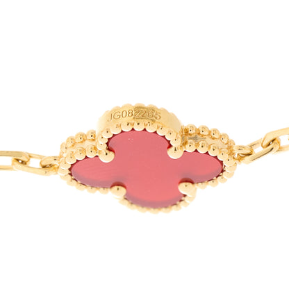 Van Cleef & Arpels 18K Yellow Gold Carnelian 5 Motifs Vintage Alhambra Bracelet 3 of 5