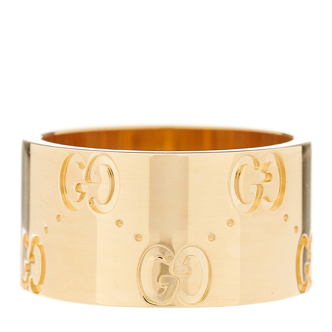 Gucci 18K Yellow Gold 9mm Icon Band Ring 46 3.75 1 of 6