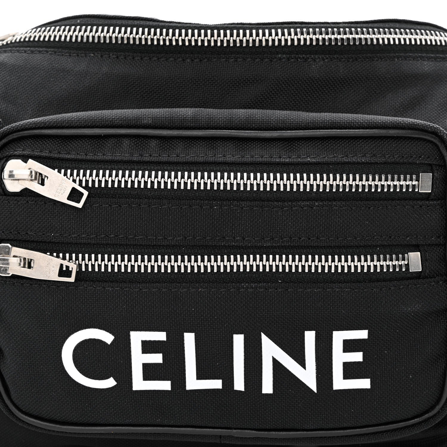 Celine Cotton Gabardine Logo Print Trekking Belt Bag Black 8 of 11