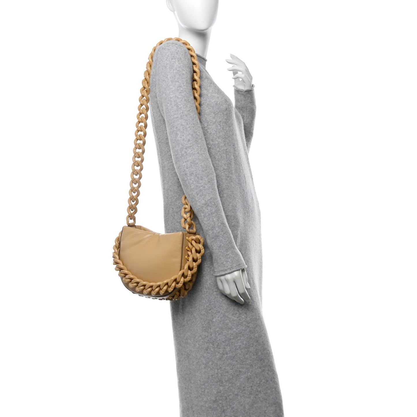 Eco Alter Nappa Small Frayme Puffer Shoulder Bag Beige