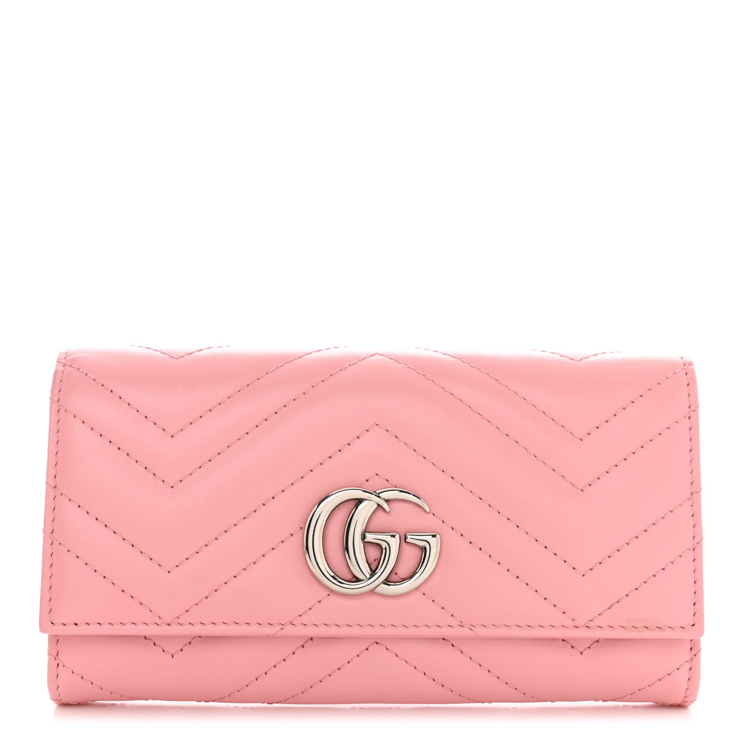 Gucci Calfskin Matelasse GG Marmont Continental Wallet Wild Rose 1 of 8