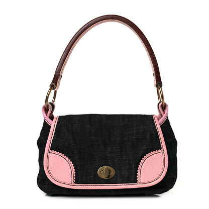 Miu Miu Denim Goatskin Flap Rosa 1 of 8