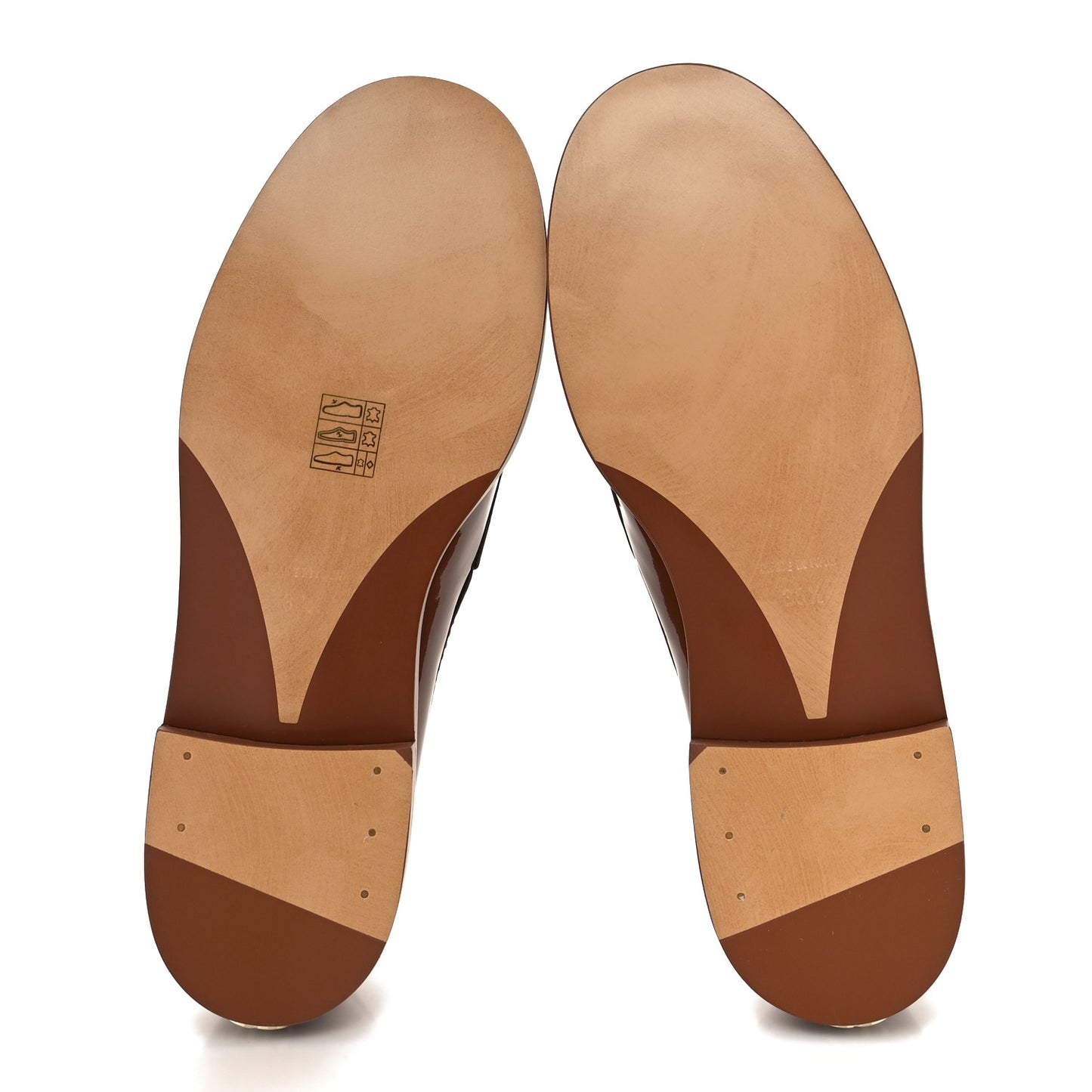 Shiny Calfskin Logo Loafers 38.5 Brown