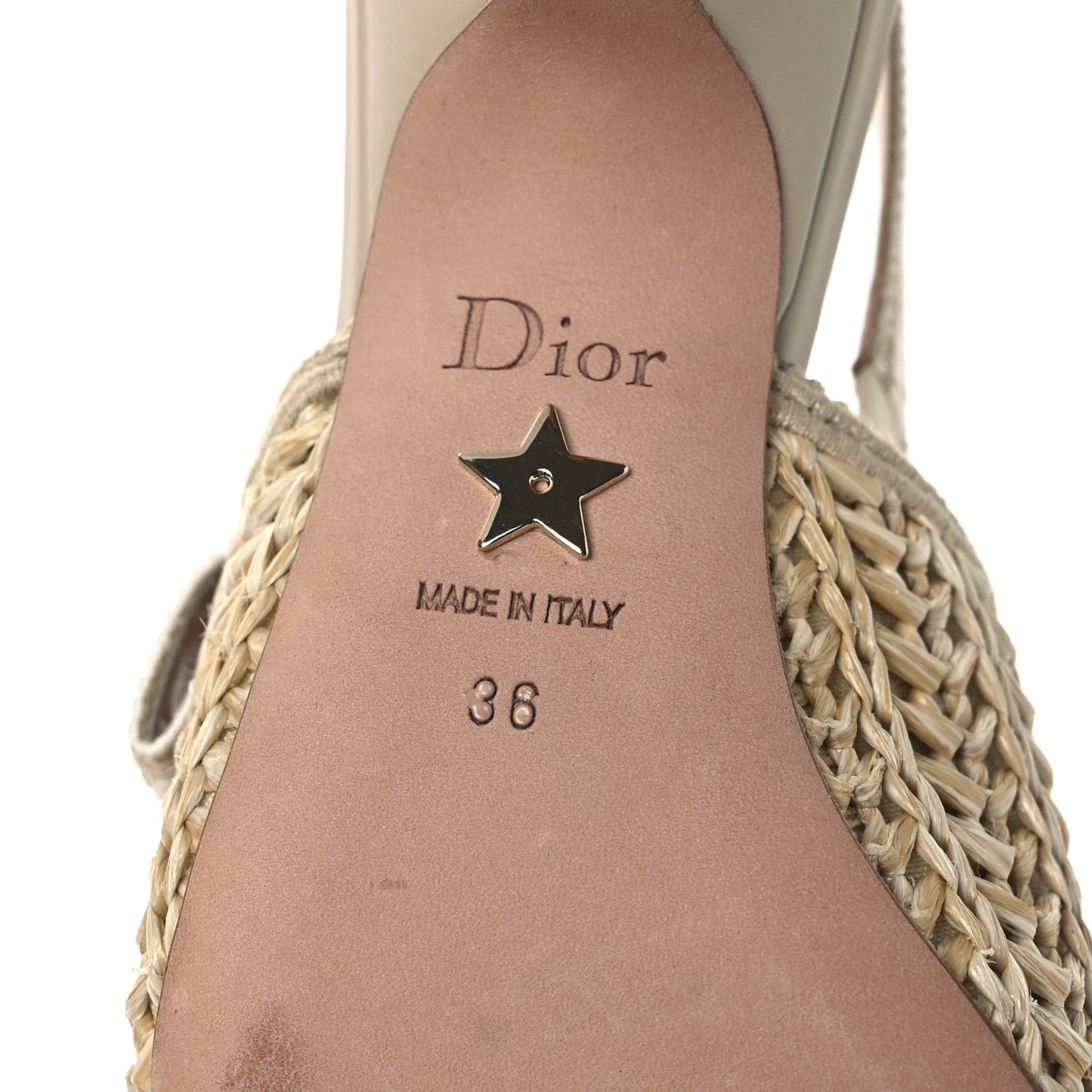 Raffia Embroidered J'Adior Slingback 65mm Pumps 36 Taupe