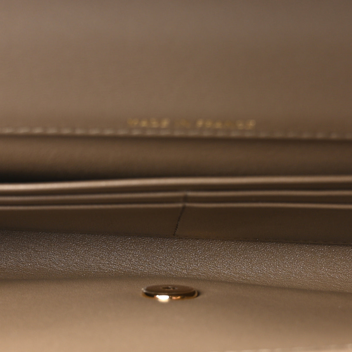 Calfskin Lizard Embossed Top Handle Long Clutch With Chain Dark Khaki