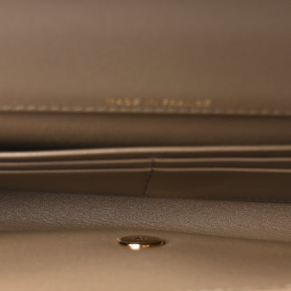 Chanel Calfskin Lizard Embossed Top Handle Long Clutch With Chain Dark Khaki 5 of 12
