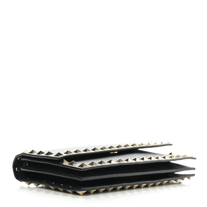 Valentino Garavani Pebbled Calfskin Rockstud Flap Wallet On Chain Black 3 of 5