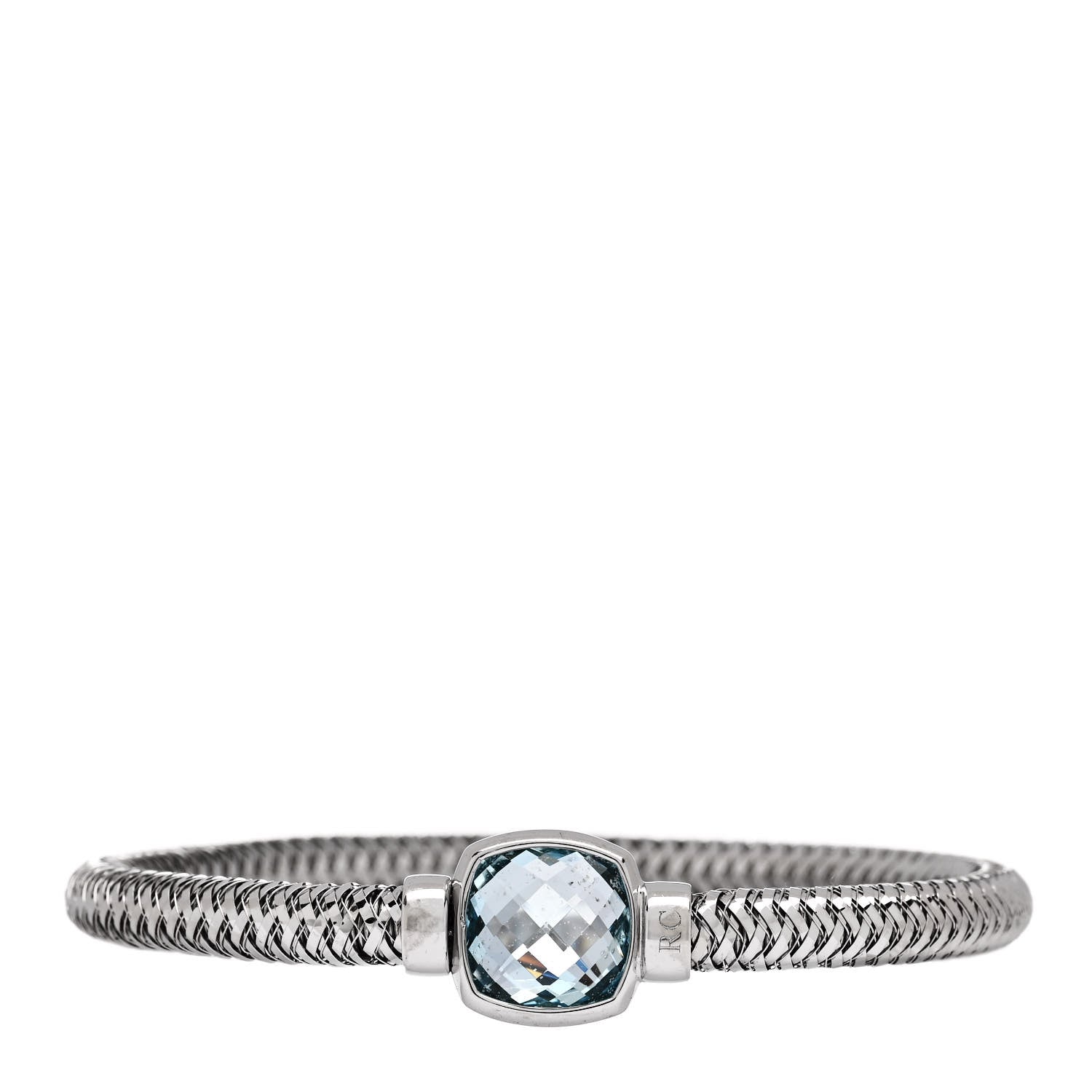Roberto Coin 18K White Gold Blue Topaz Primavera Stretch Bracelet 1 of 3