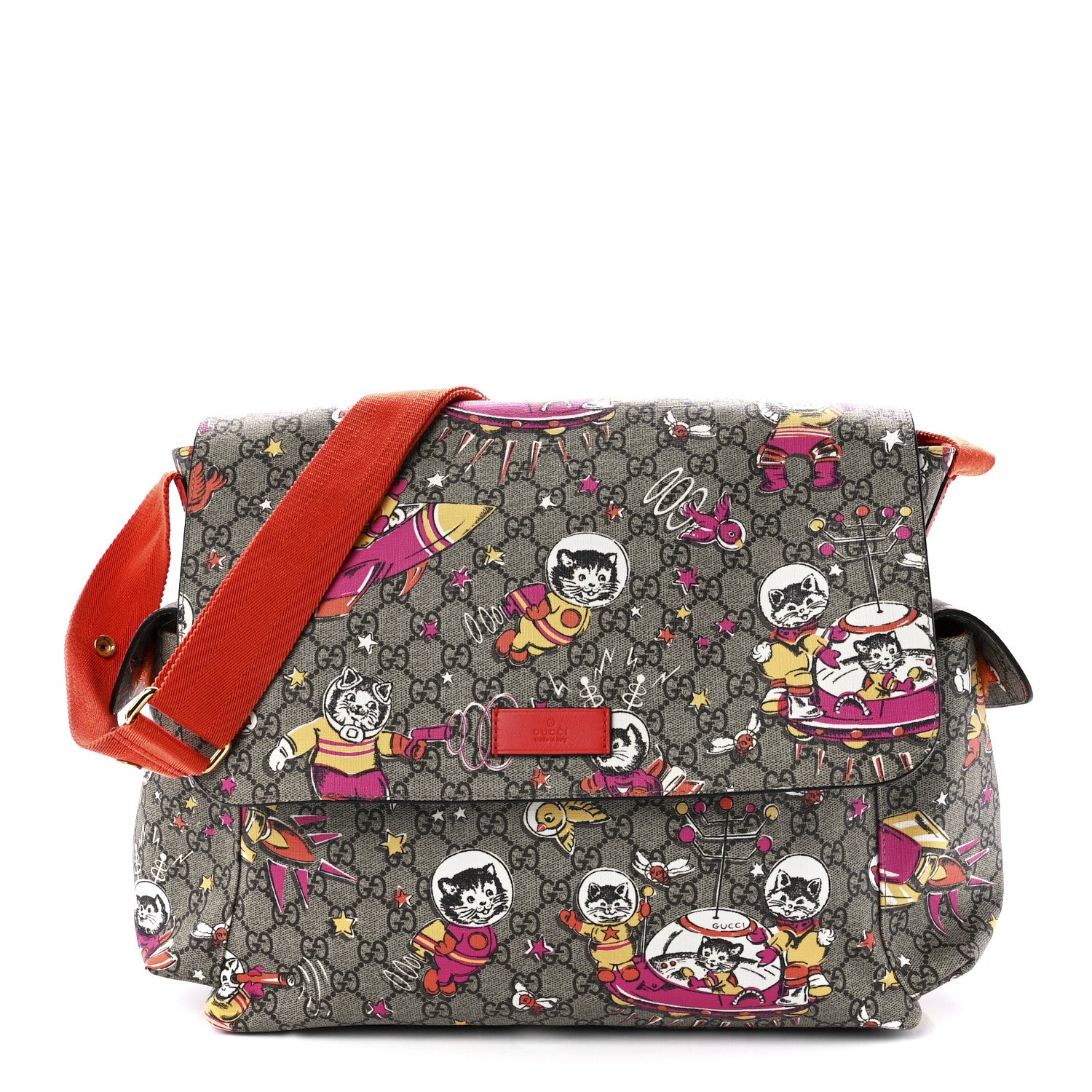 Gucci GG Supreme Monogram Space Cats Diaper Bag Orange 1 of 13
