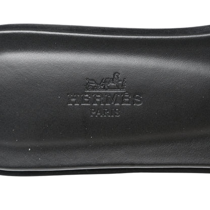 Hermes Box Calfskin Oran Sandals 38.5 Black 3 of 8