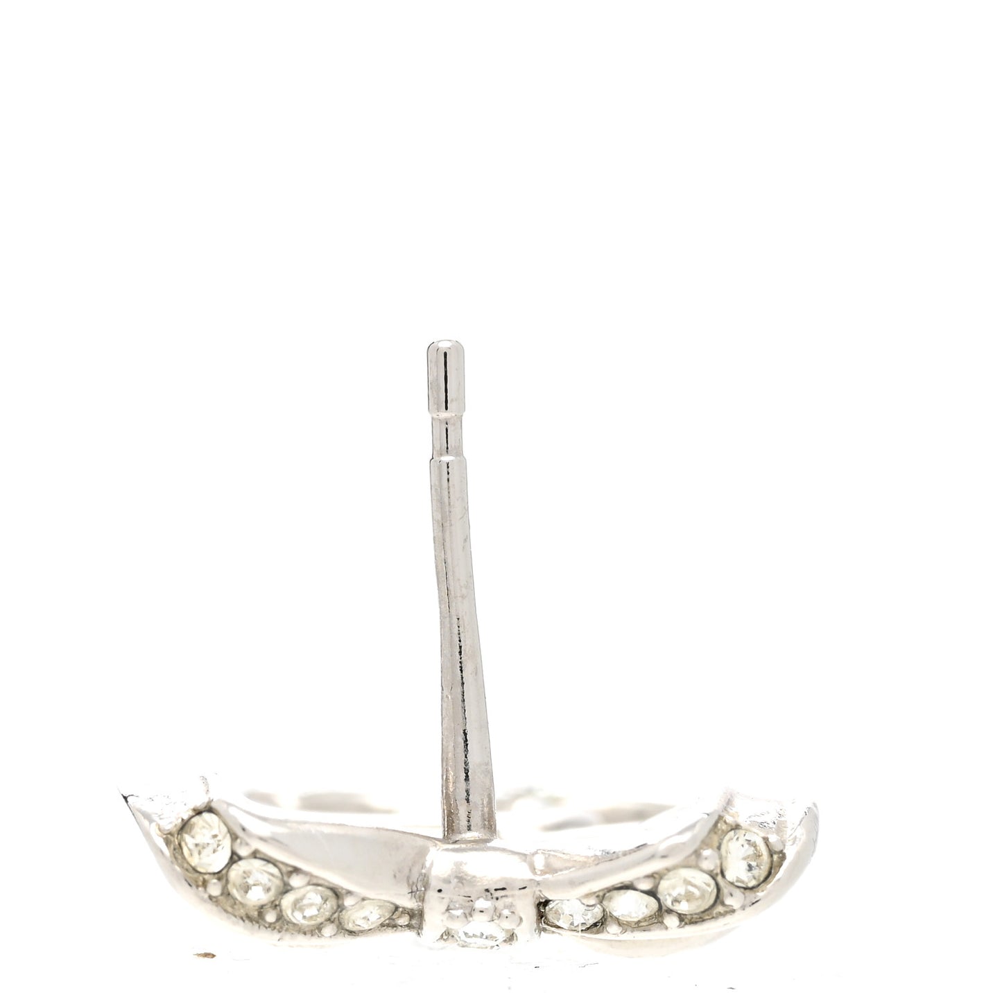 Crystal CC Bow Drop Earrings Silver