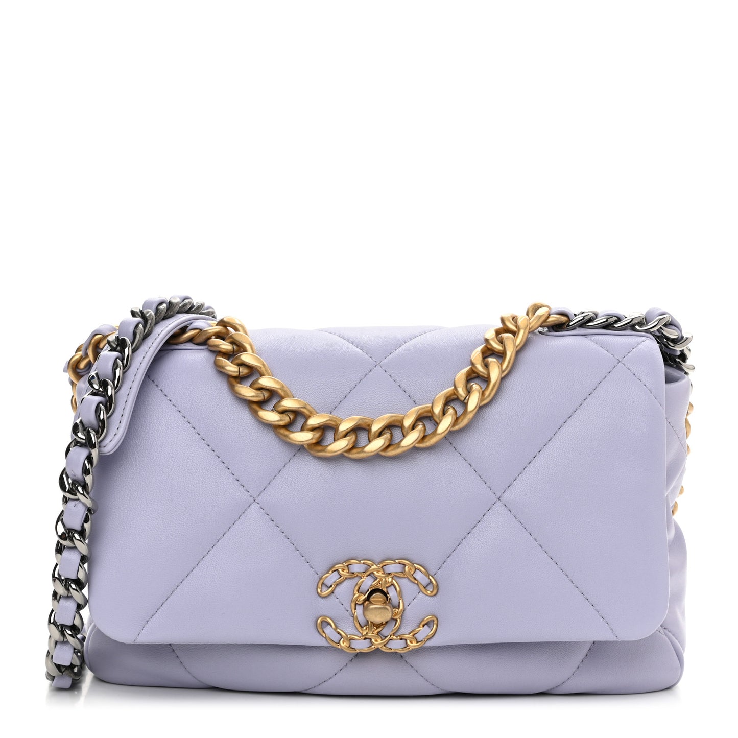 Lambskin Quilted Medium Chanel 19 Flap Light Purple