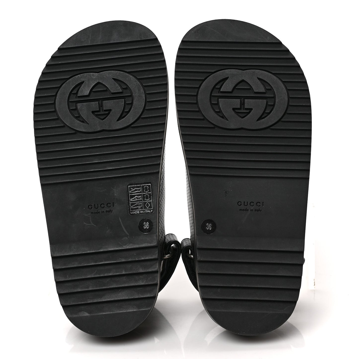 Malaga Kid Mini Double G Perforated Womens Dad Sandals 36 Black