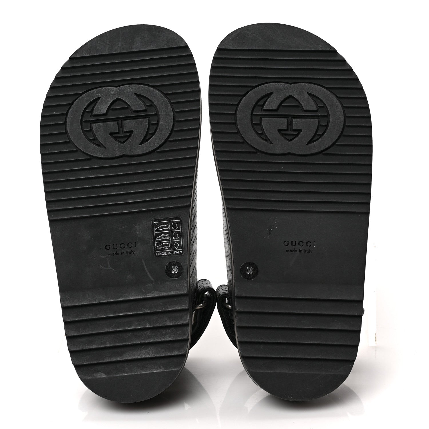Gucci Malaga Kid Mini Double G Perforated Womens Dad Sandals 36 Black 5 of 9