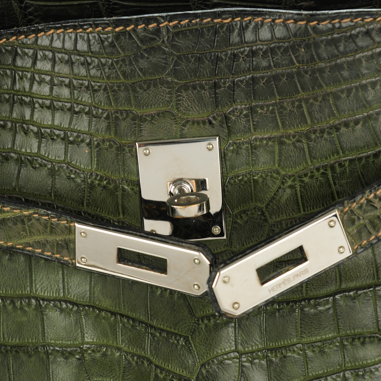 Hermes Shiny Niloticus Crocodile Kelly Sport 26 Vert Olive 16 of 20