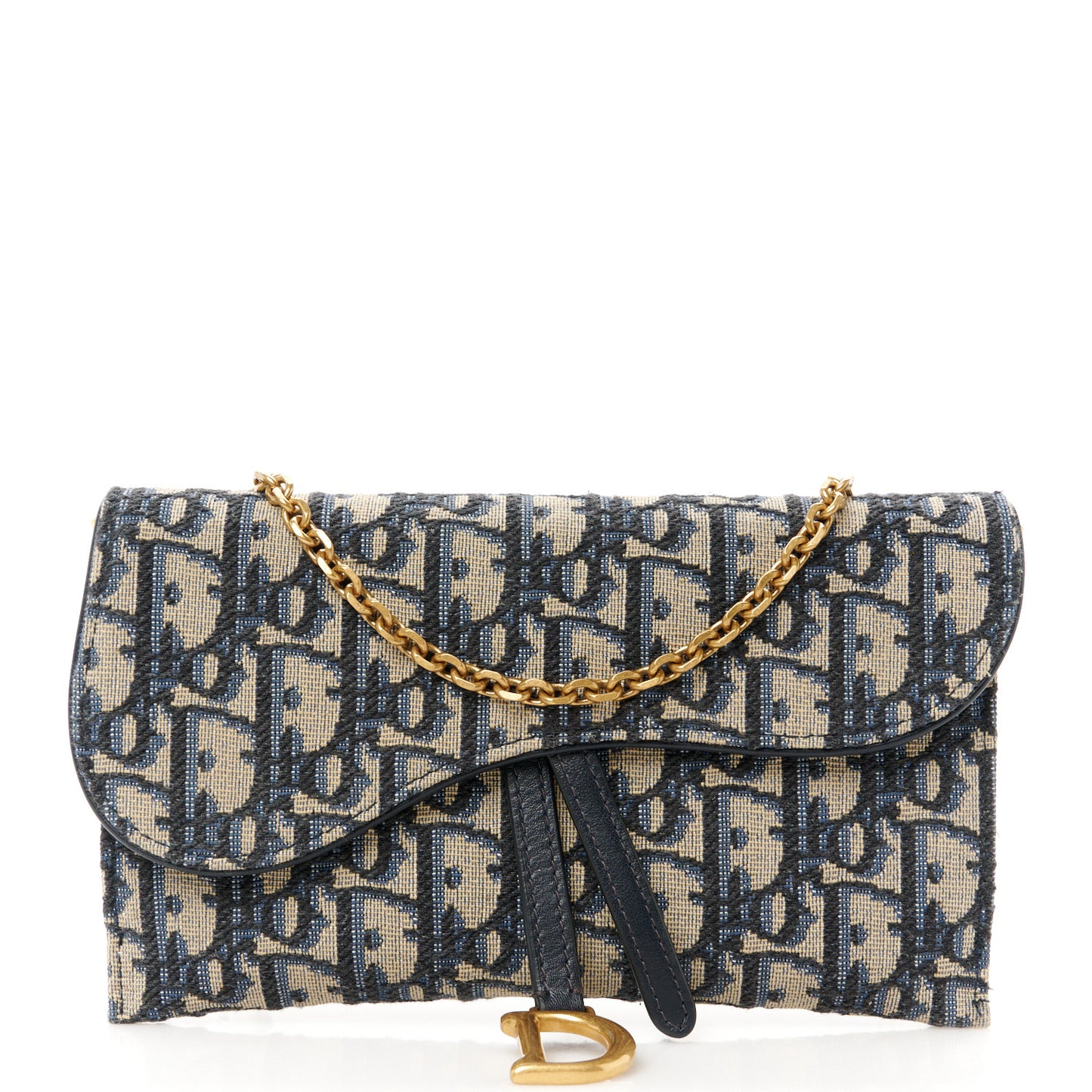 Oblique Saddle Chain Long Wallet Blue