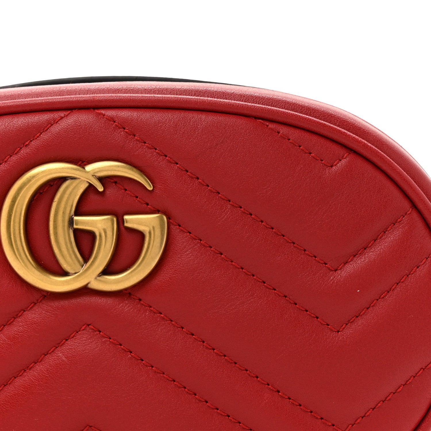Gucci Calfskin Matelasse GG Marmont Belt Bag 85 34 Hibiscus Red