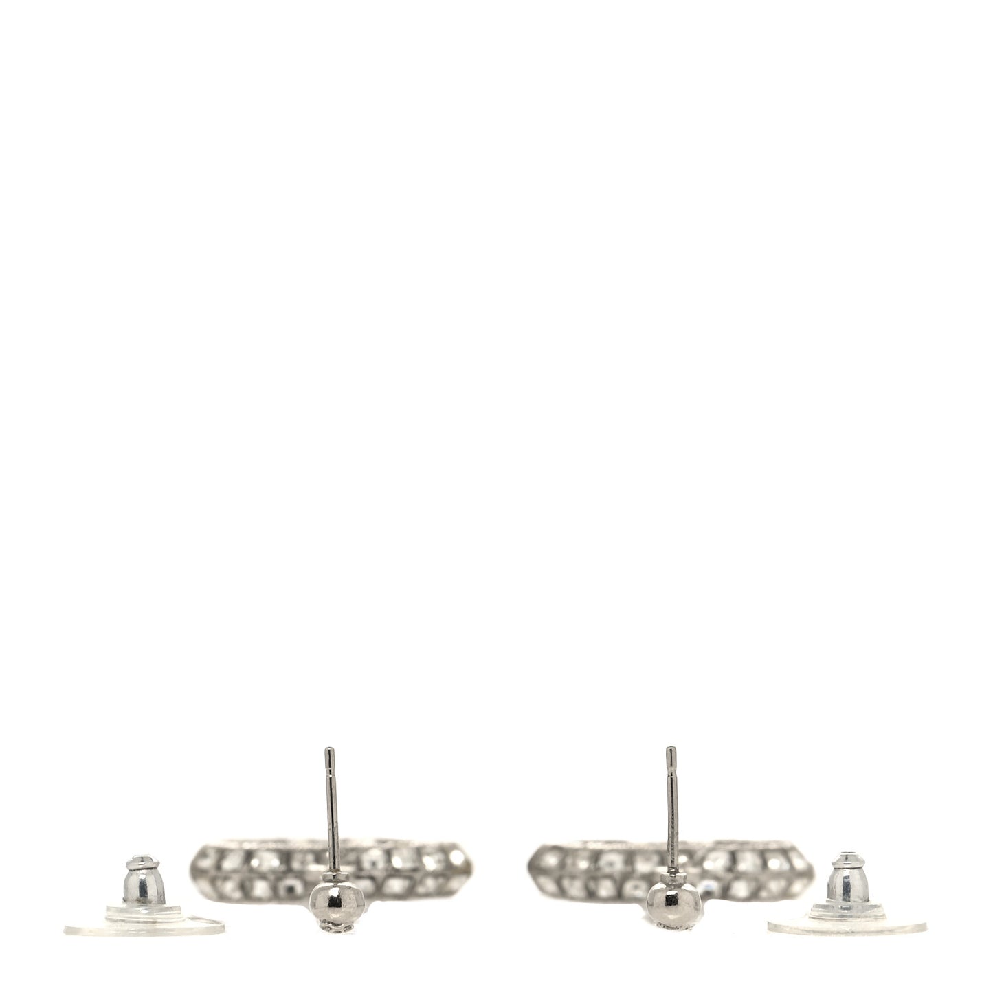 Baguette Crystal CC Drop Earrings Silver