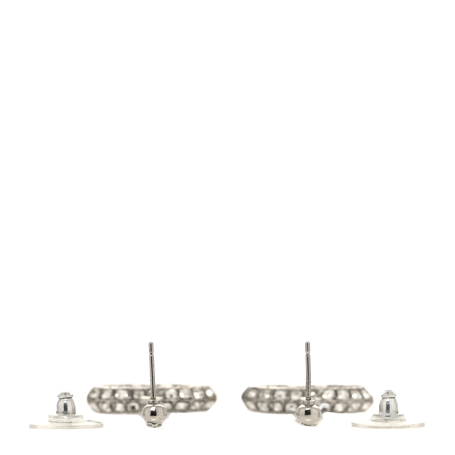 Chanel Baguette Crystal CC Drop Earrings Silver 3 of 3