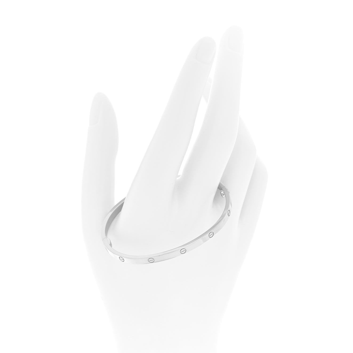 Cartier 18K White Gold Small LOVE Bracelet 17 2 of 6