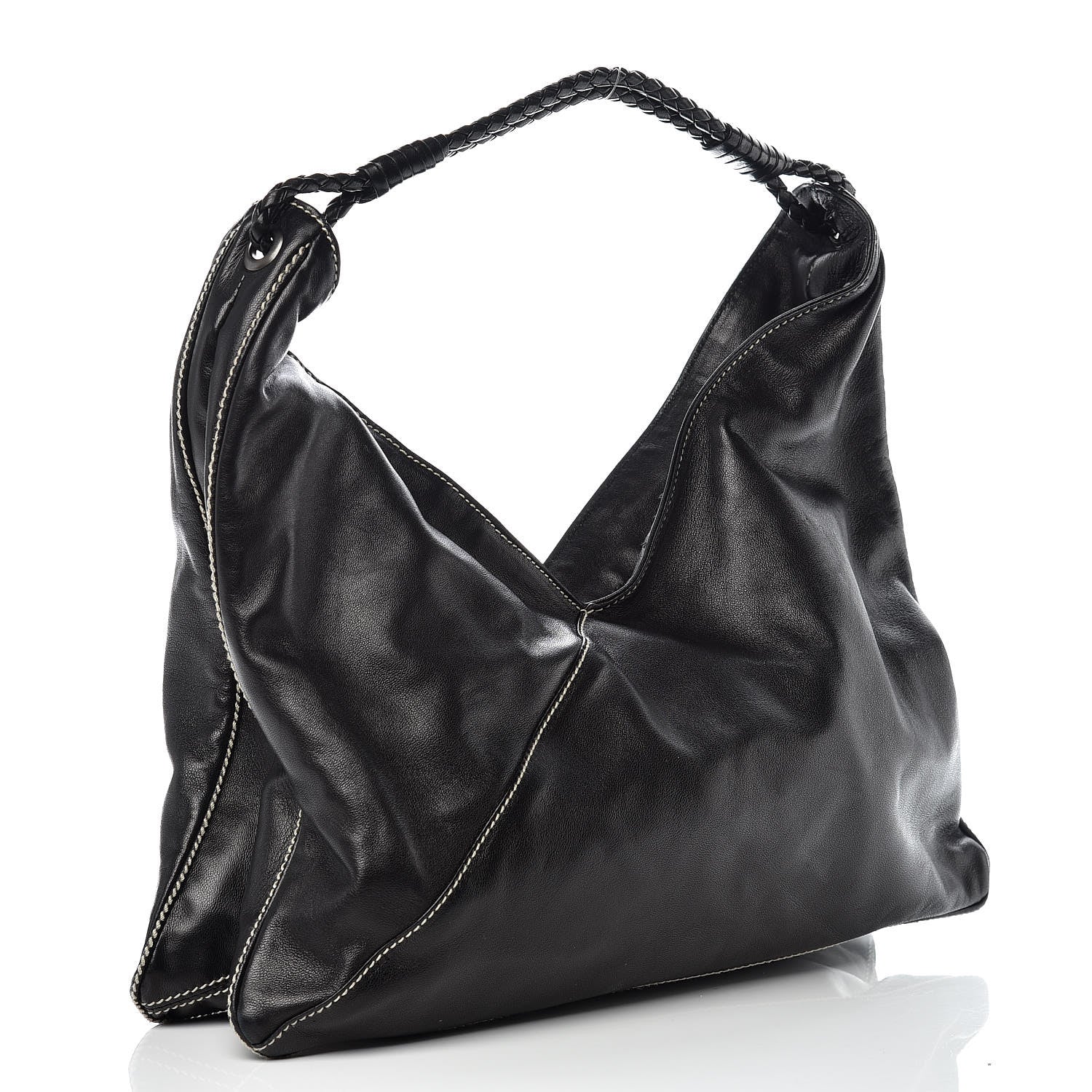 Bottega Veneta Smooth Lambskin Braided Hobo Black 3 of 12