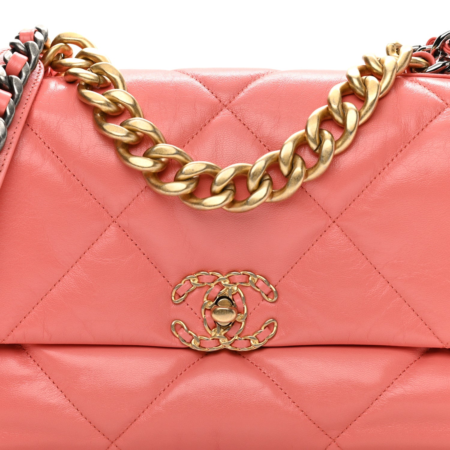 Chanel Goatskin Quilted Large Chanel 19 Flap Pink 7 of 9