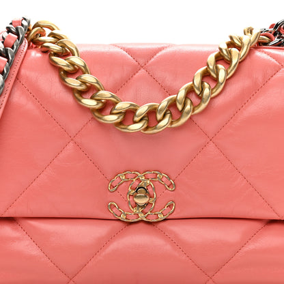 Chanel Goatskin Quilted Large Chanel 19 Flap Pink 7 of 9