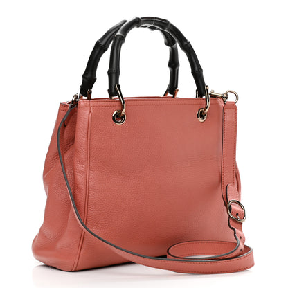 Gucci Calfskin Small Bamboo Shopper Tote Light Red 3 of 15