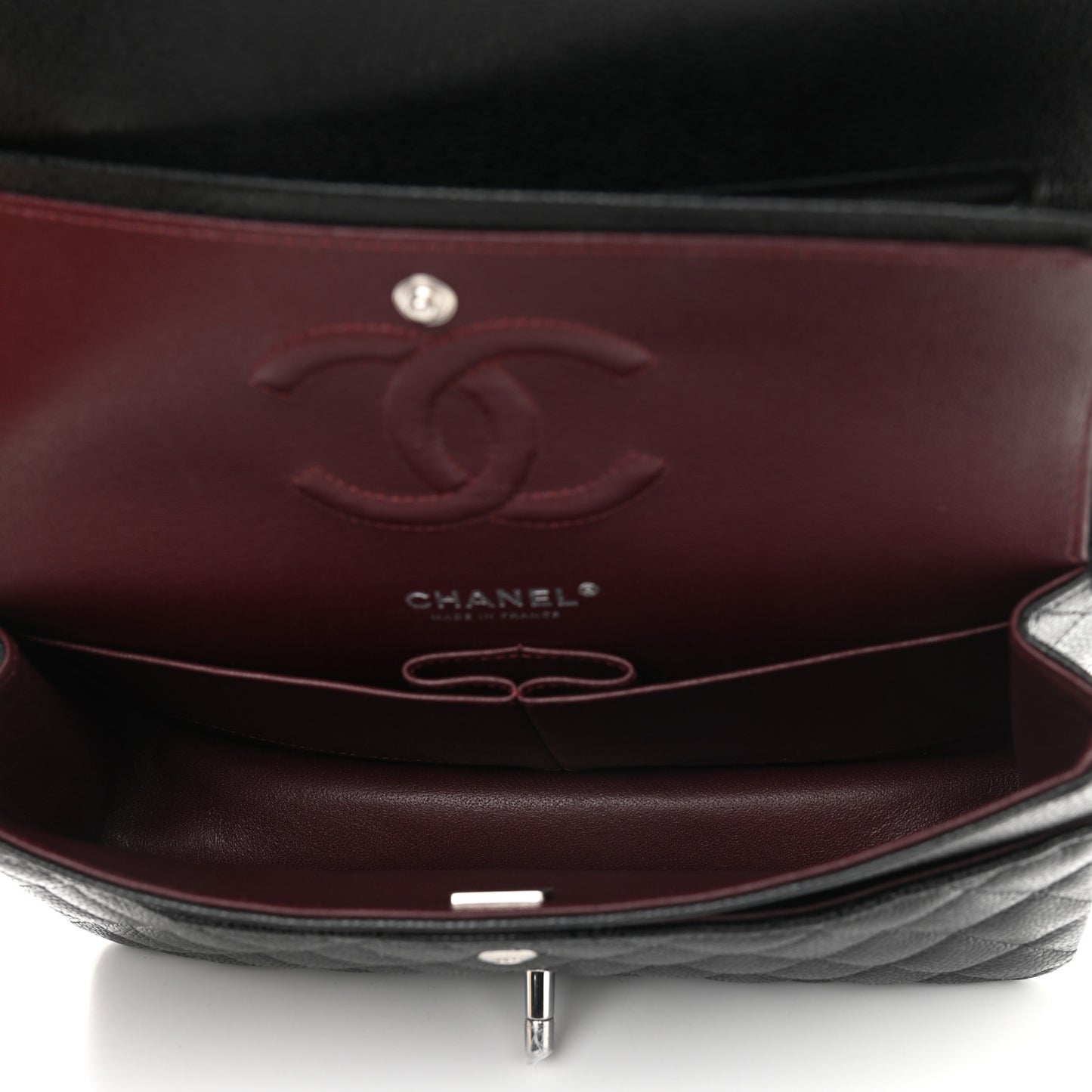 Caviar Quilted Medium Double Flap Black