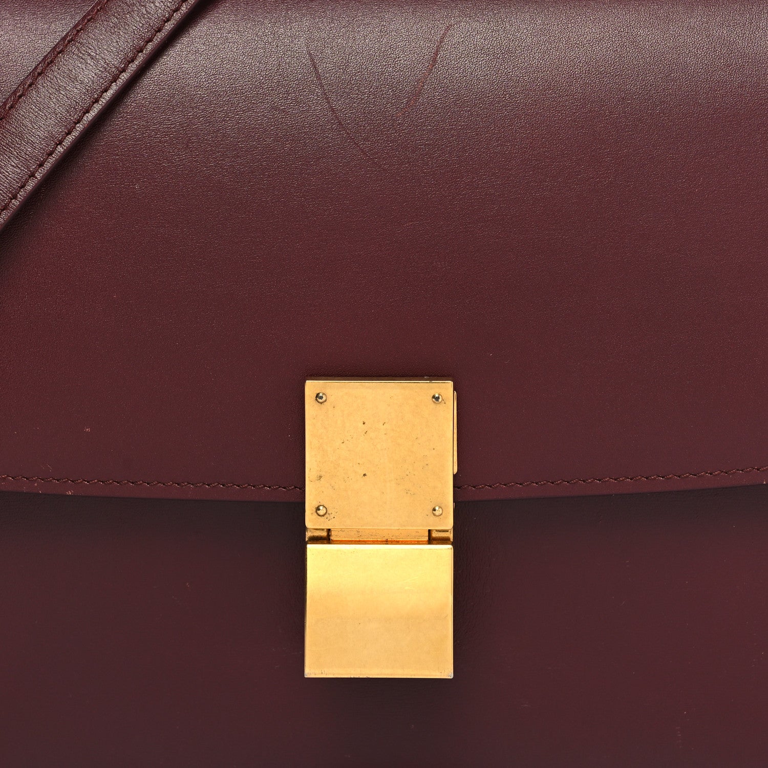 Celine Box Calfskin Medium Classic Box Flap Bag Burgundy 9 of 15