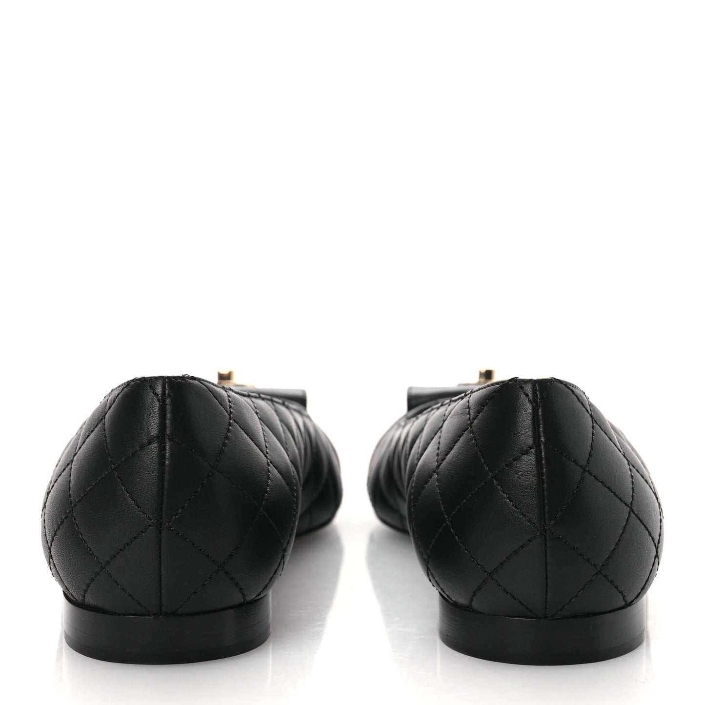 Calfskin Lambskin Quilted CC Cap Toe Ballerina Flats 37 Black